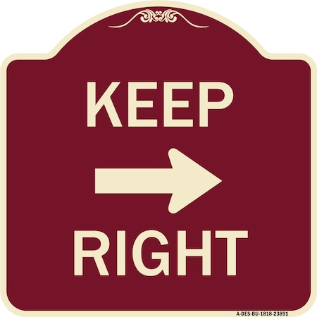 Keep Right Right Arrow Heavy-Gauge Aluminum Architectural Sign